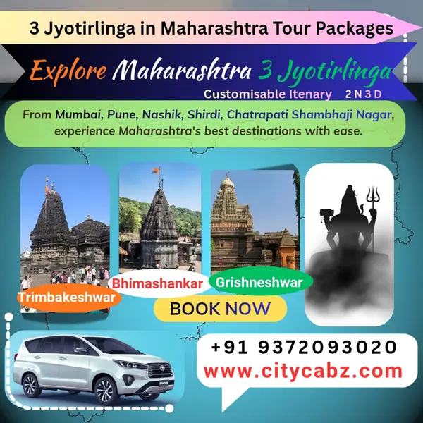 3 Jyotirlinga in Maharashtra Tour Package: Private Cab Rental & All-Inclusive Tours 3 Jyotirlinga in Maharashtra Tour Package: Private Cab Rental & All-Inclusive Tours