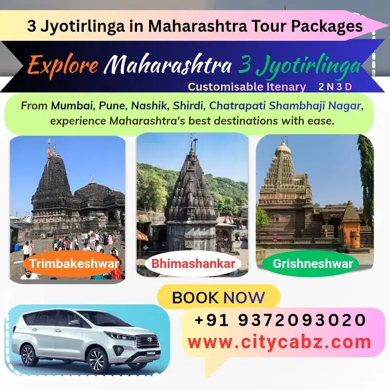 3 Jyotirlinga in Maharashtra Tour by Cab & Car Rental Package
