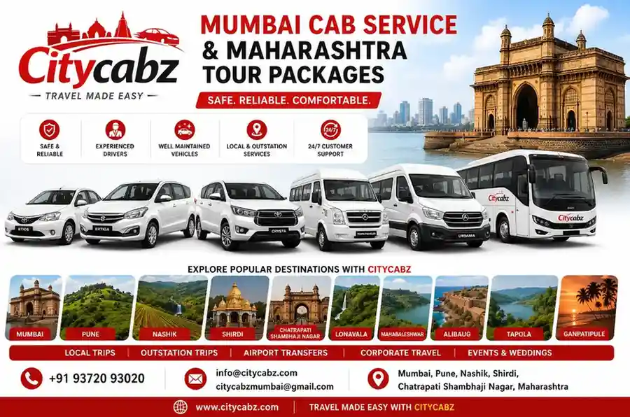 Mumbai cab service and Maharashtra tour packages by Citycabz